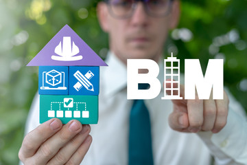 BIM Concept. Building Information Modeling Computer Complexity Construction Technology.