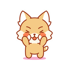 Isolated happy kitten. Cute emoji of a cat - Vector