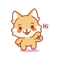 Isolated kitten waving. Cute emoji of a cat - Vector
