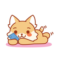 Isolated kitten chatting. Cute emoji of a cat - Vector