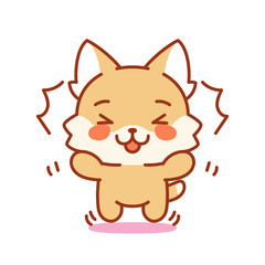 Isolated happy kitten. Cute emoji of a cat - Vector