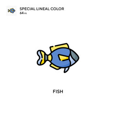 Obraz na płótnie Canvas Fish Special lineal color icon. Illustration symbol design template for web mobile UI element.