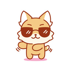Fototapeta na wymiar Isolated cool kitten. Cute emoji of a cat - Vector