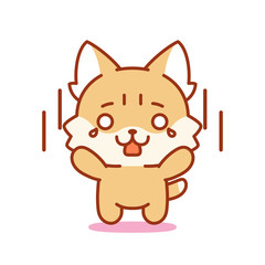 Isolated scared kitten. Cute emoji of a cat - Vector