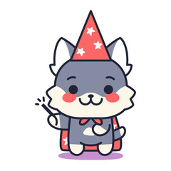 Isolated magician kitty. Cute emoji of a cat - Vector