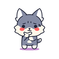 Isolated pensive kitten. Cute emoji of a cat - Vector