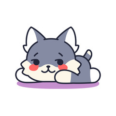 Isolated bored kitten. Cute emoji of a cat - Vector