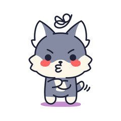 Isolated angry kitten. Cute emoji of a cat - Vector