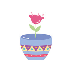 beatiful flower in a pot with mexican design, flat style