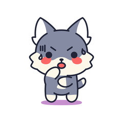 Isolated angry kitten. Cute emoji of a cat - Vector