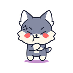 Isolated angry kitten. Cute emoji of a cat - Vector