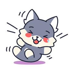 Isolated happy kitten. Cute emoji of a cat - Vector