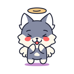 Isolated angel kitten. Cute emoji of a cat - Vector