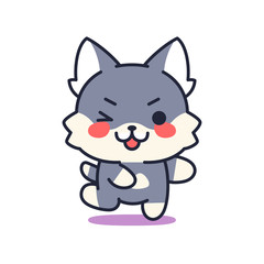 Isolated kitten winking. Cute emoji of a cat - Vector