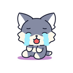 Fototapeta na wymiar Isolated crying kitten. Cute emoji of a cat - Vector