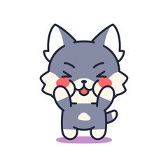 Obraz premium Isolated happy kitten. Cute emoji of a cat - Vector
