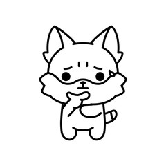 Isolated pensive kitten. Cute emoji of a cat - Vector