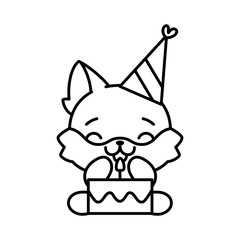 Isolated birthday kitten. Cute emoji of a cat - Vector