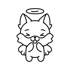 Isolated angel kitten. Cute emoji of a cat - Vector