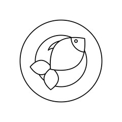 plate with fish icon, line style