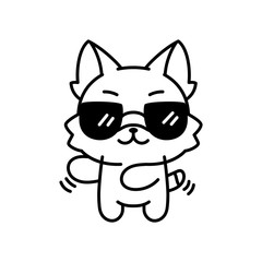 Isolated cool kitten. Cute emoji of a cat - Vector