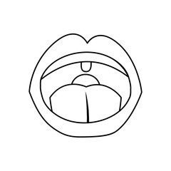 human body concept, mouth icon, line style