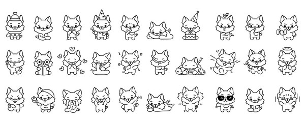 Set of cute emojis of cats - Vector