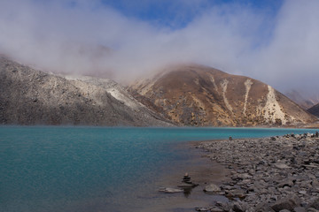 Landscape with Gokyo lake with amazing blue water, Nepal