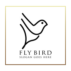 Fly bird Simple. bird line art logo design vector inspiration Premium Vector.