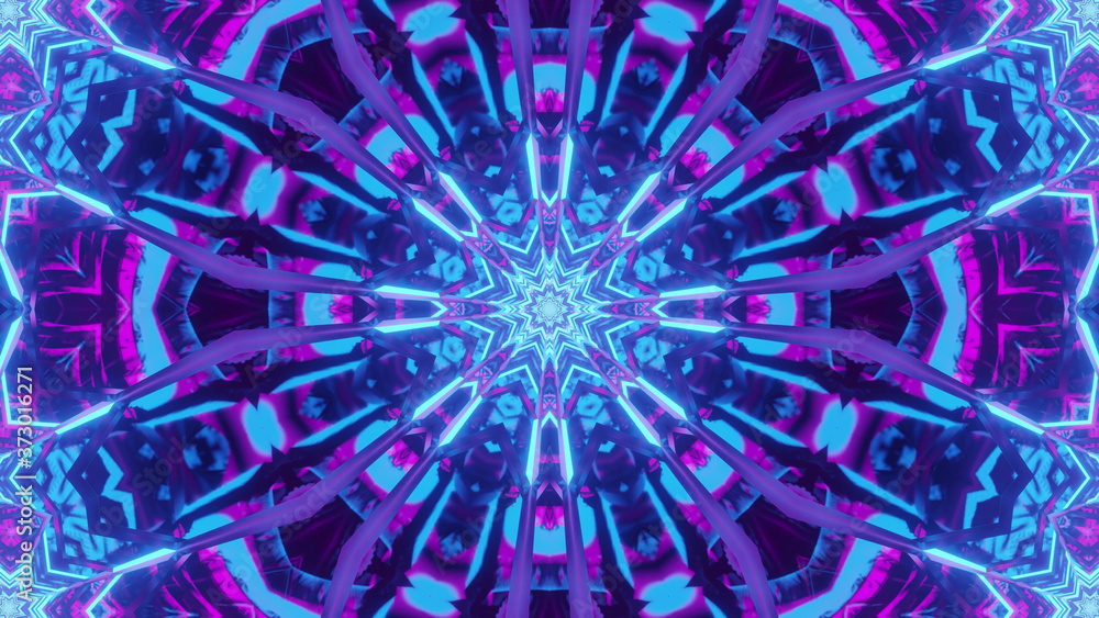 Aufkleber 3d rendering of a futuristic background with geometric shapes and colorful neon lights