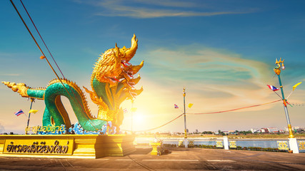 gold giant naga pagoda in north west thailand.