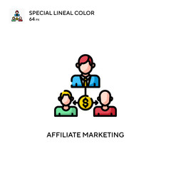 Fototapeta na wymiar Affiliate marketing Special lineal color icon. Illustration symbol design template for web mobile UI element.