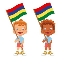 Mauritius flag in hand set