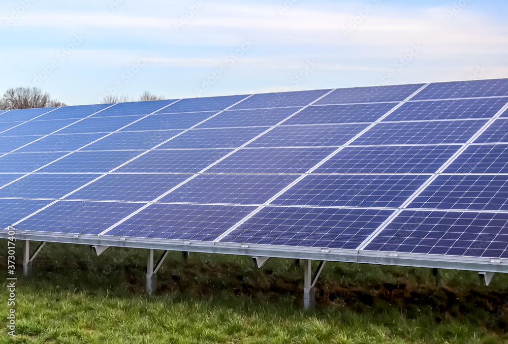 Canvas Prints Solar modules for energy generation in a big park in Northern Europe