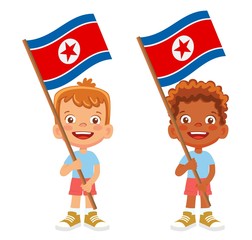 North Korea flag in hand set