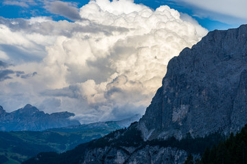 Dramatic sky in Dolomites mountains, Italy