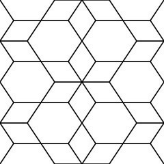 Rhombuses, hexagons, diamonds, lozenges. Mosaic. Grid background. Ethnic tiles motif. Geometric grate wallpaper. Polygons backdrop. Digital paper, web design, textile print. Seamless abstract pattern.