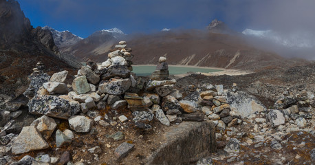 Landscape with Gokyo lake with amazing blue water, Nepal