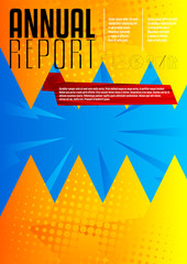 Comic book style annual report, abstract business flyer template design. Cartoon vector illustration for book cover, presentation slide, brochure.