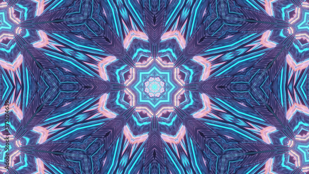 Poster 3d rendering of a futuristic background with circular shapes and blue neon lights