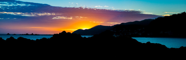 Sunset silhouette in New Zealand
