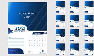 Fototapeta na wymiar 2021 calendar design vector template