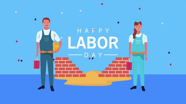 happy labor day celebration with constructors builders