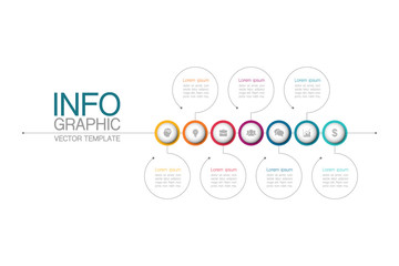 Vector infographic template with 7 steps or options. Data presentation, business concept design for web, brochure, diagram.