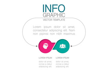 Vector infographic template with 2 steps or options. Data presentation, business concept design for web, brochure, diagram.