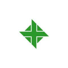 green plus medical square shape geometric logo vector