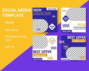 Set of Editable square Yellow, purple and white color  background color with stripe line shape. Suitable for social media post and web internet ads. Vector illustration with photo college