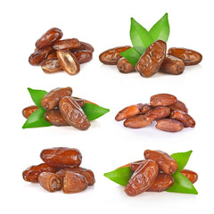 Set of date palm isolated on white background