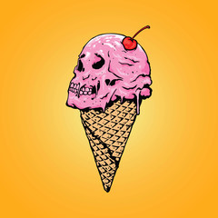 Ice cream illustration with skull shape