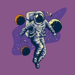 hand draw astronaut with flying style
